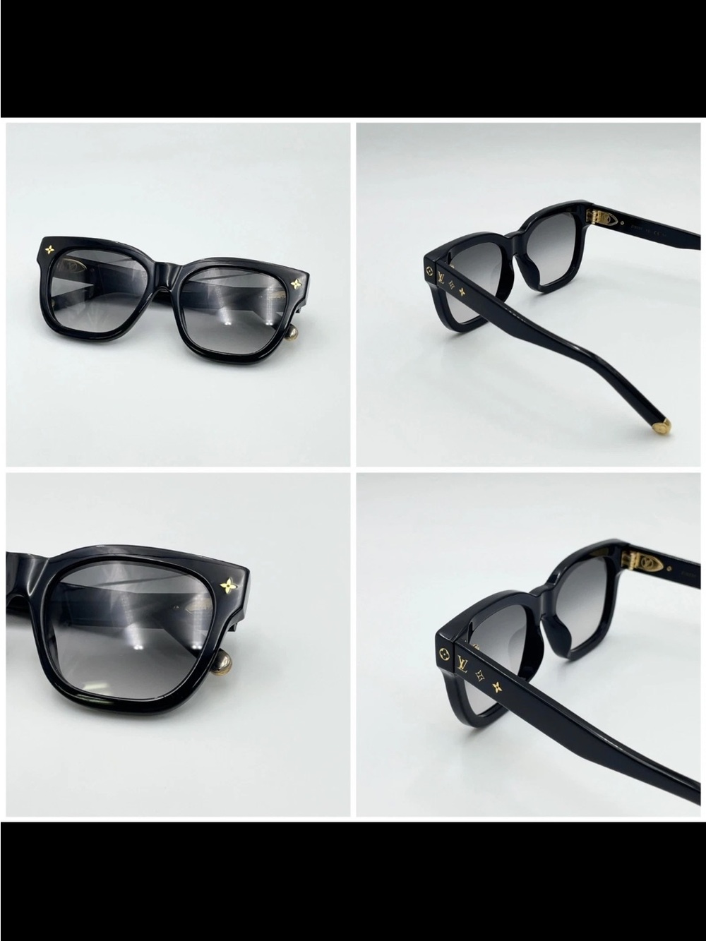 Louis Vuitton Black Sunglasses with Gold Monogram Accents - Picture 5 of 7